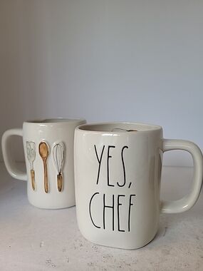 Rae Dunn Artisan Collection 'YES, CHEF' Ceramic Mugs Set Of 2